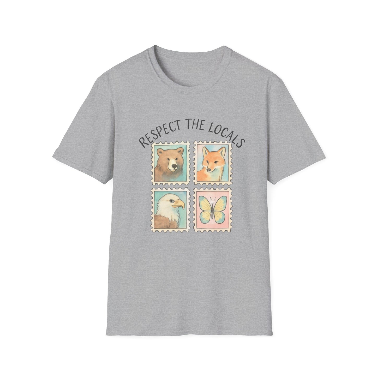 Respect the Locals, Bear, Fox, Eagle and Butterfly Stamp T Shirt