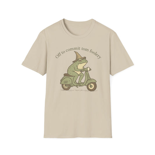Off To Commit Tom Foolery Frog on Scooter T Shirt