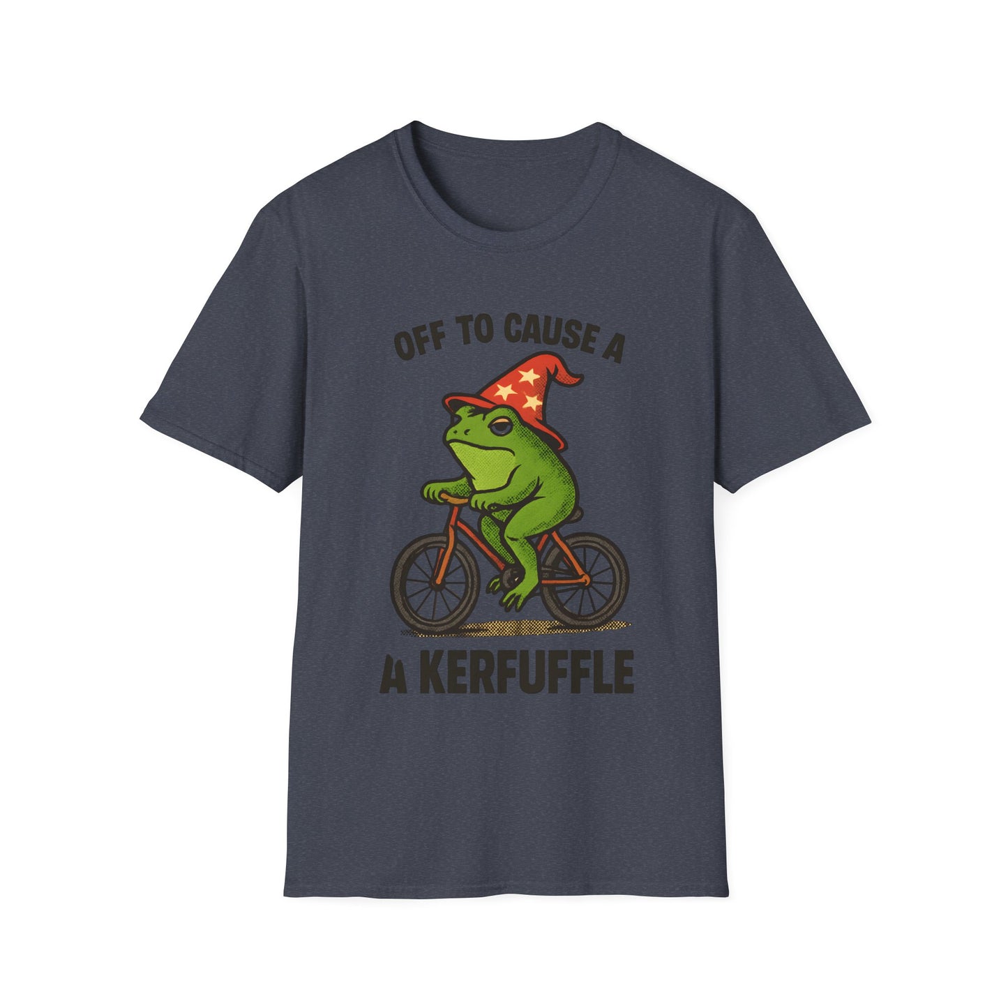 Off to Cause a Kerfluffle Frog on Bicycle T Shirt