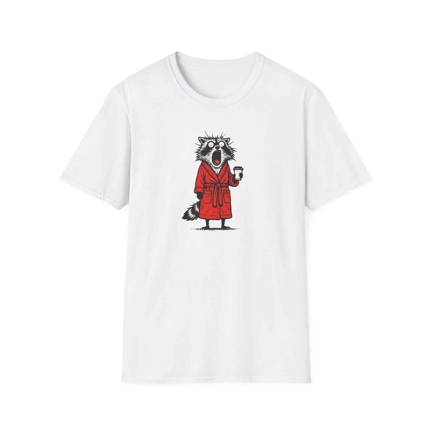 Frazzled Raccoon in  Red Bath Robe T Shirt