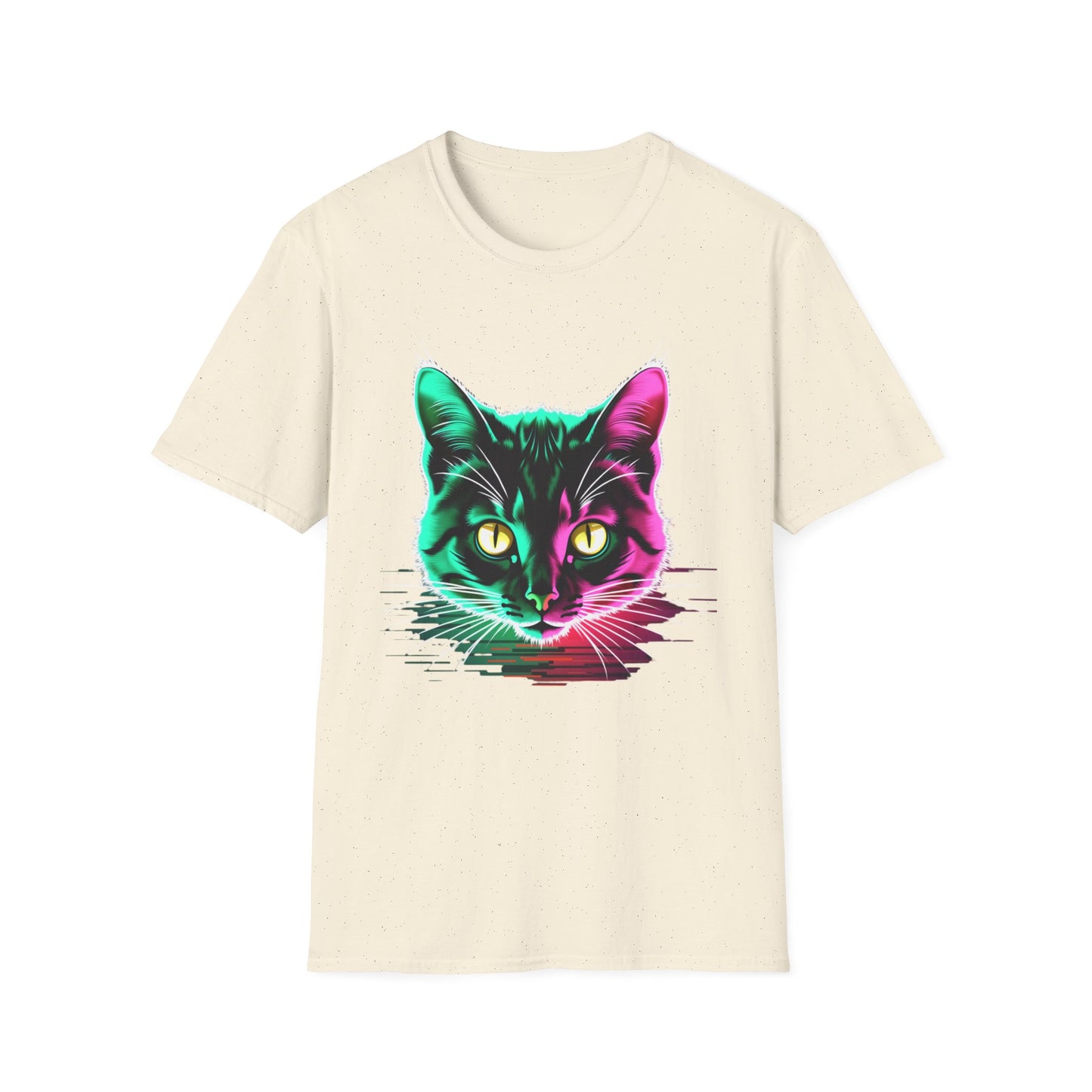 Domestic Short Hair Neon Colored Cat Head T Shirt
