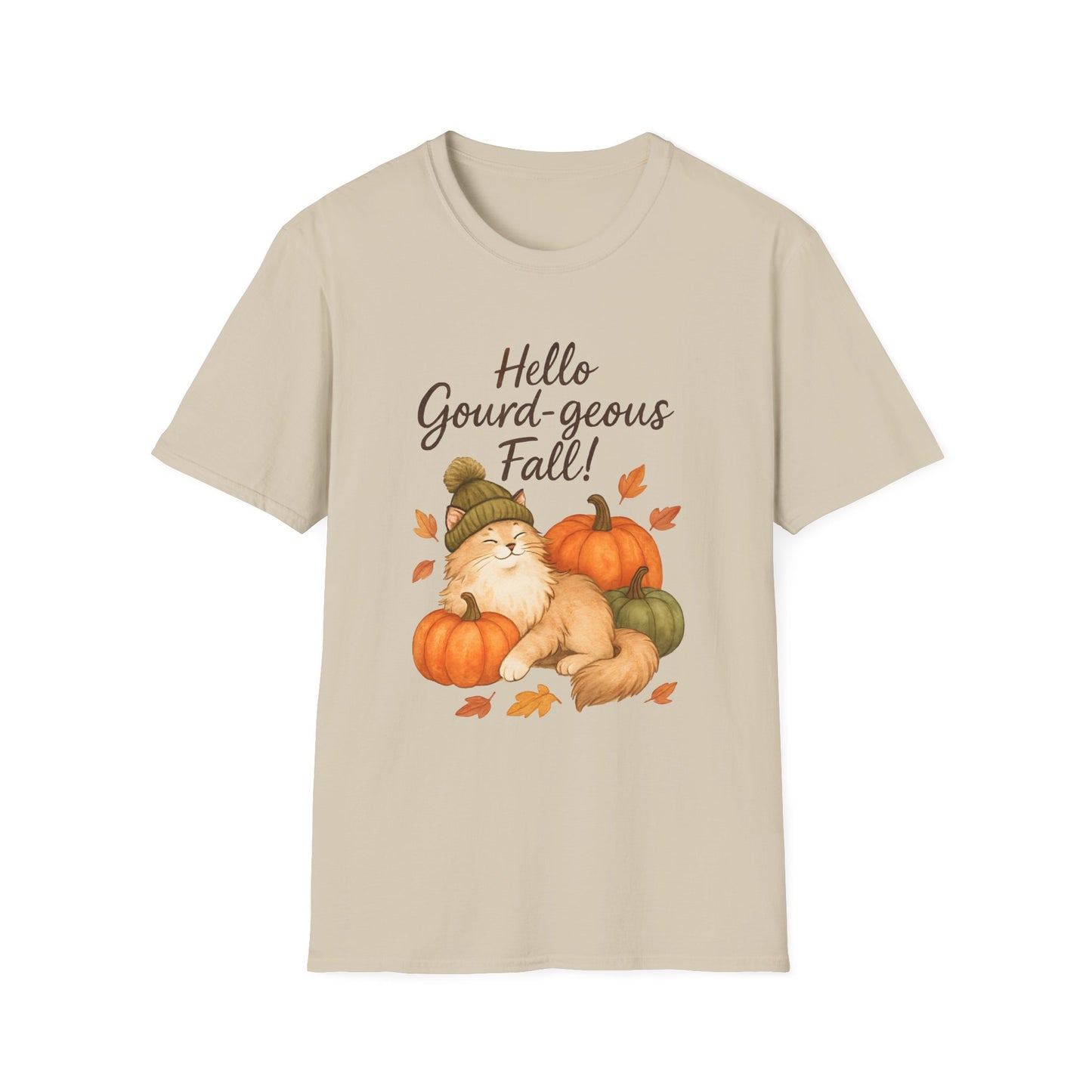 Hello Gourd-geous Fall Cat T Shirt