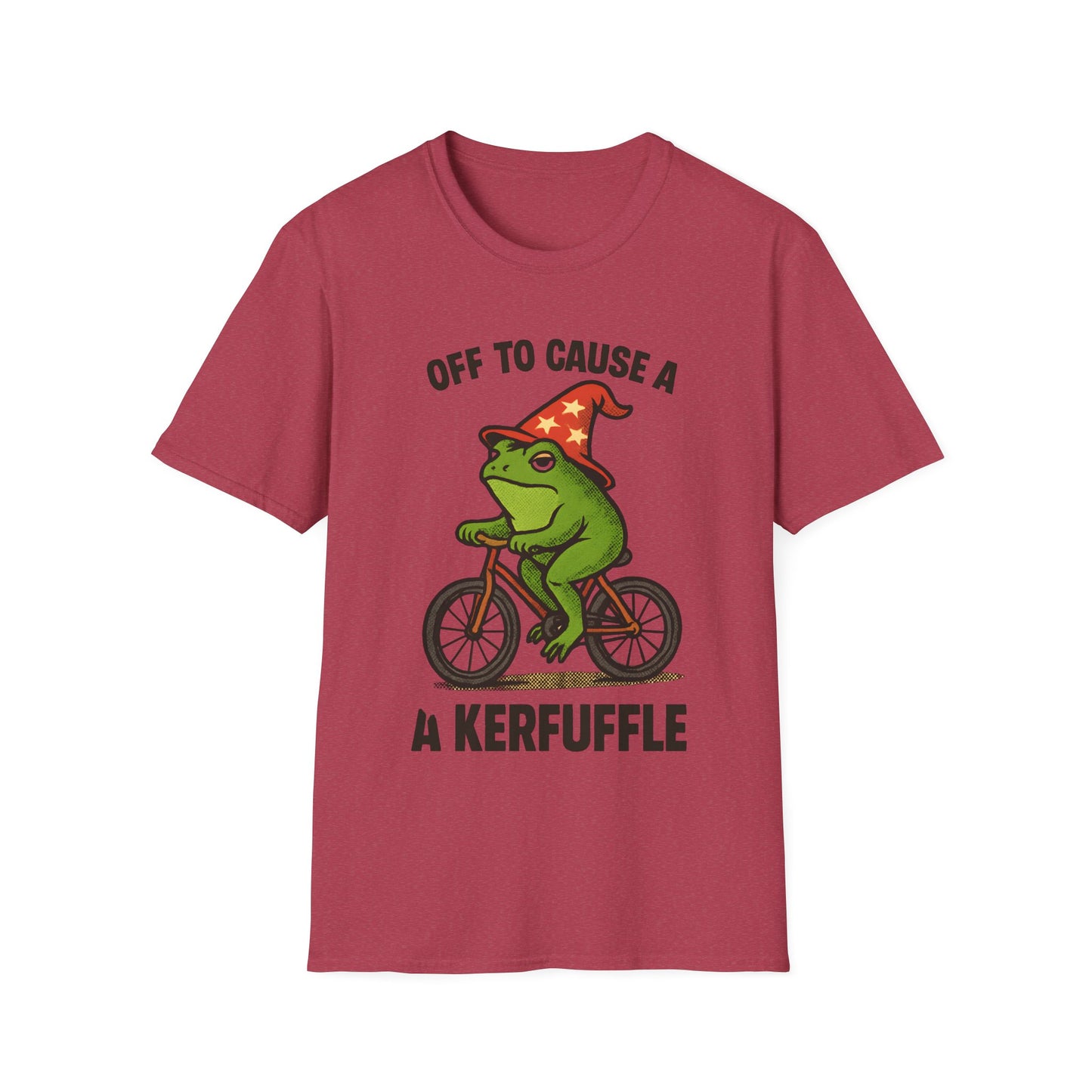 Off to Cause a Kerfluffle Frog on Bicycle T Shirt