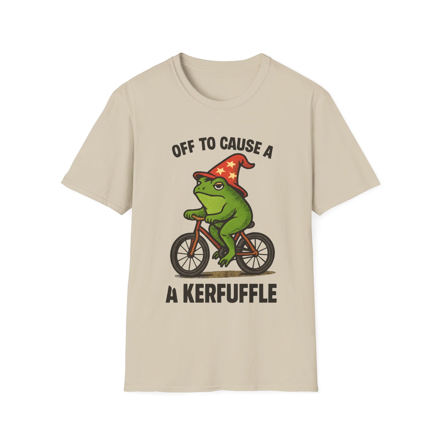 Off to Cause a Kerfluffle Frog on Bicycle T Shirt