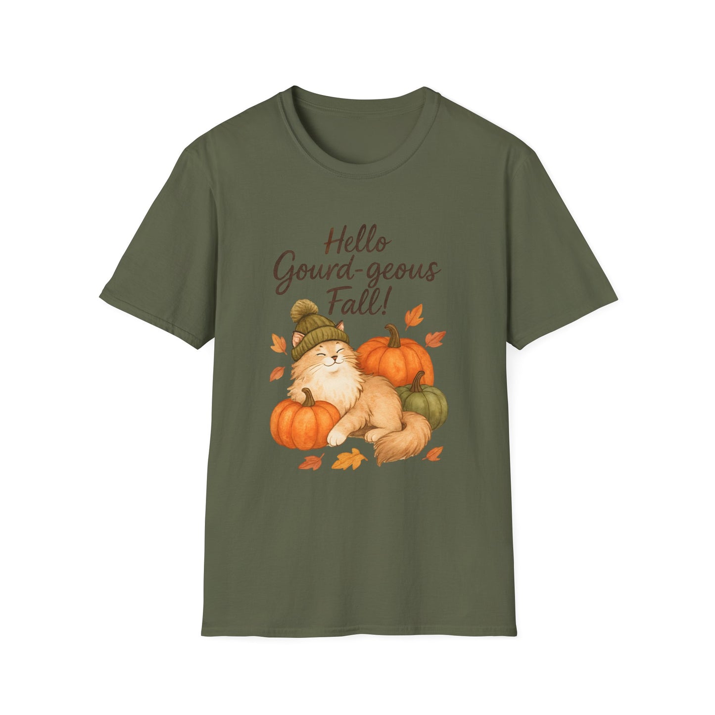 Hello Gourd-geous Fall Cat T Shirt