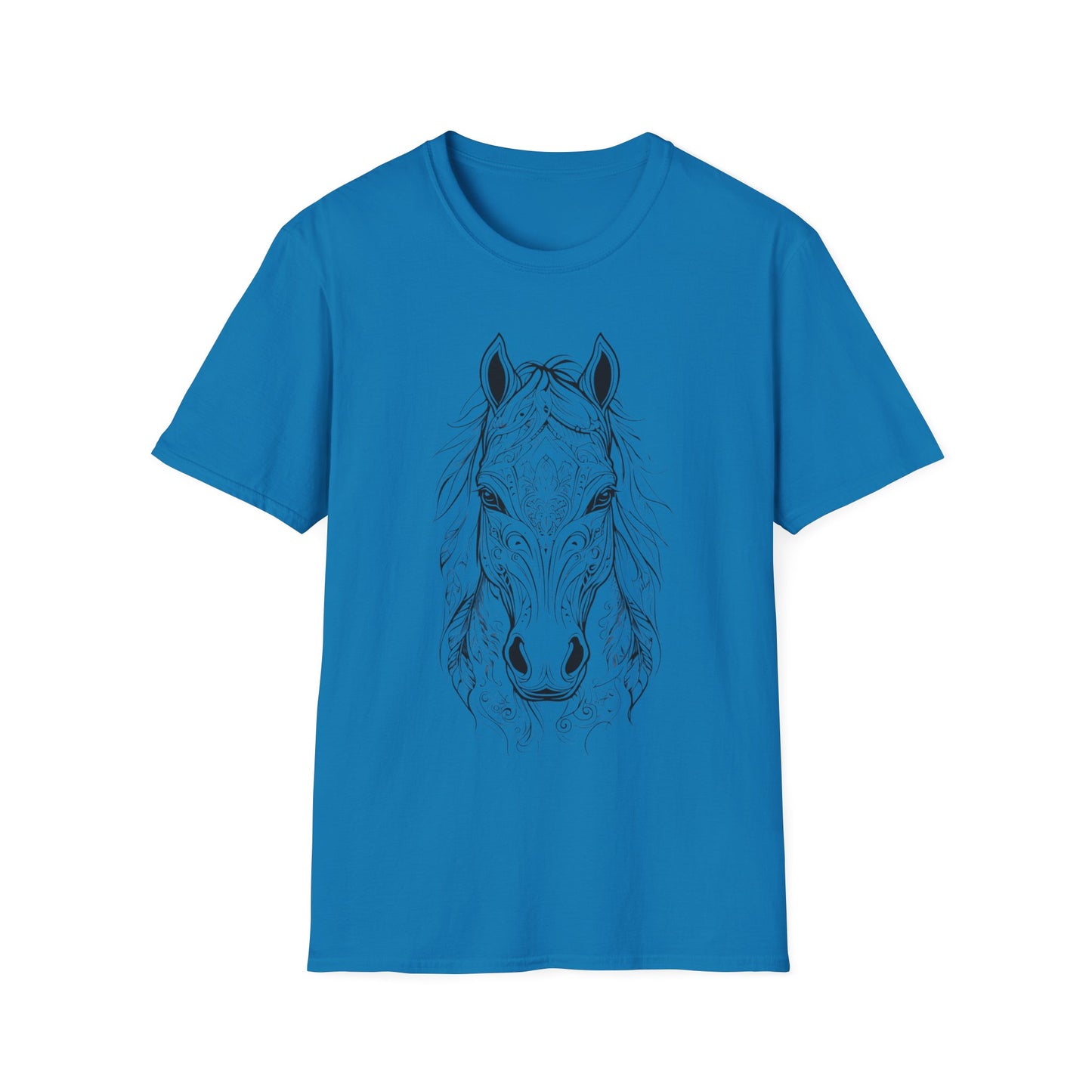 Mandela Frontal View of Feathery Horse Head T Shirt