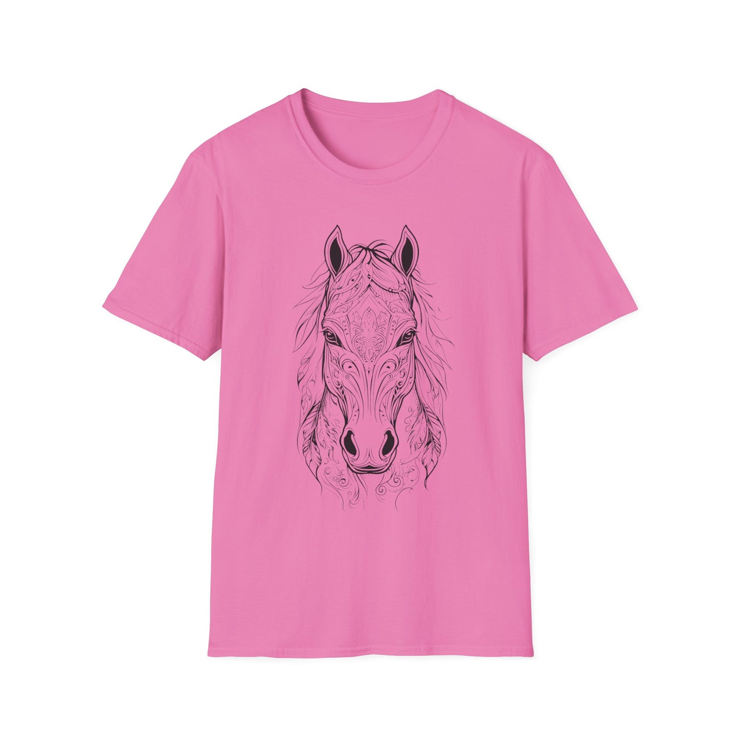 Mandela Frontal View of Feathery Horse Head T Shirt