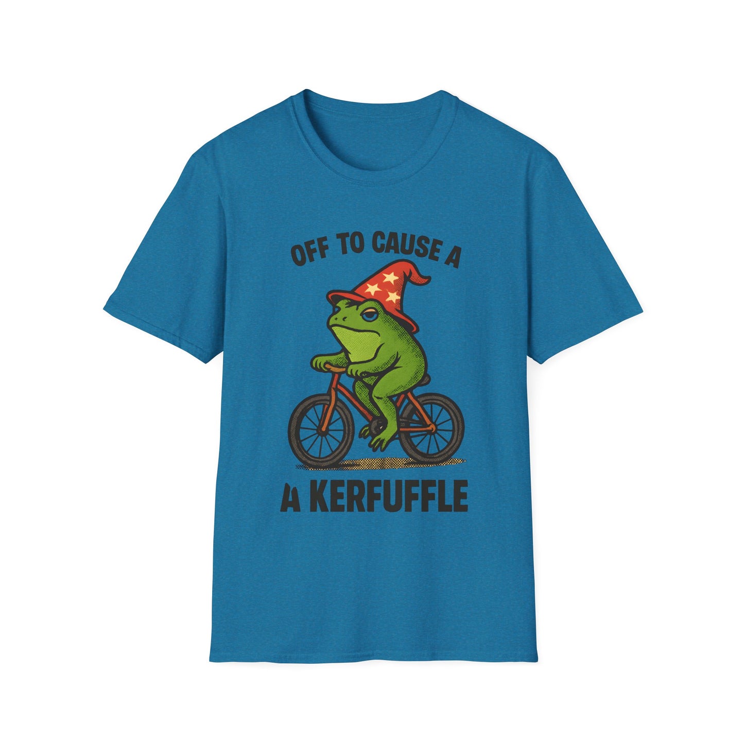 Off to Cause a Kerfluffle Frog on Bicycle T Shirt