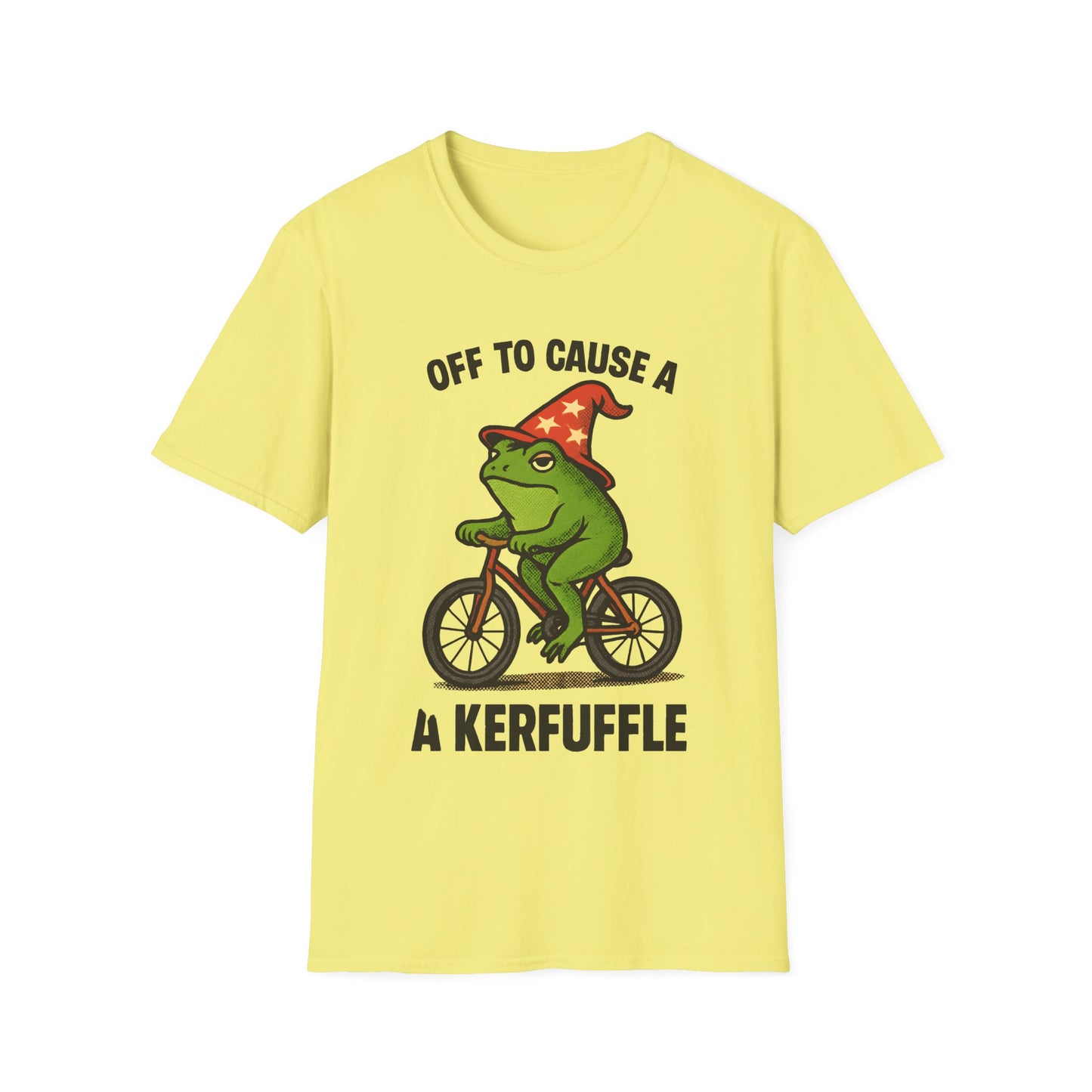 Off to Cause a Kerfluffle Frog on Bicycle T Shirt
